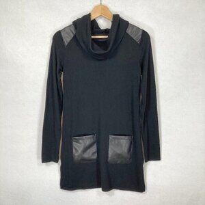 Penelope Leroy Cowl Dress With Faux Leather Pockets Elbow Patches XS